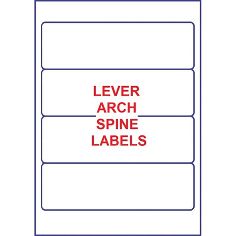 Editable Lever Arch File Label Template : Avery Filing Labels Laser Lever Arch 4 Per Sheet